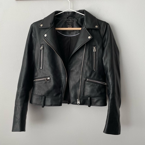 Zara TRF Faux Leather Cropped Moto Jacket Size xSmall - Picture 1 of 12